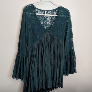 Free people bell sleeve dark teal tunic